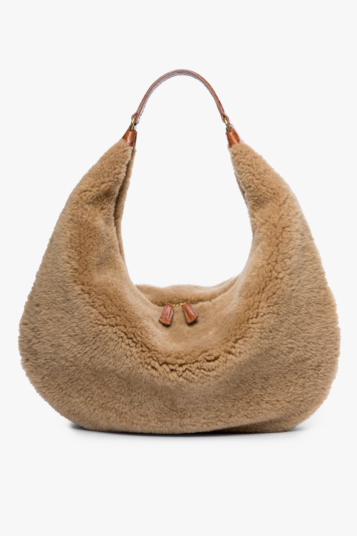 Image LARGE SASHA SHEARLING BAG | NATURAL TAN 1 of 7 and Clicking this image will trigger a zoom pop-up