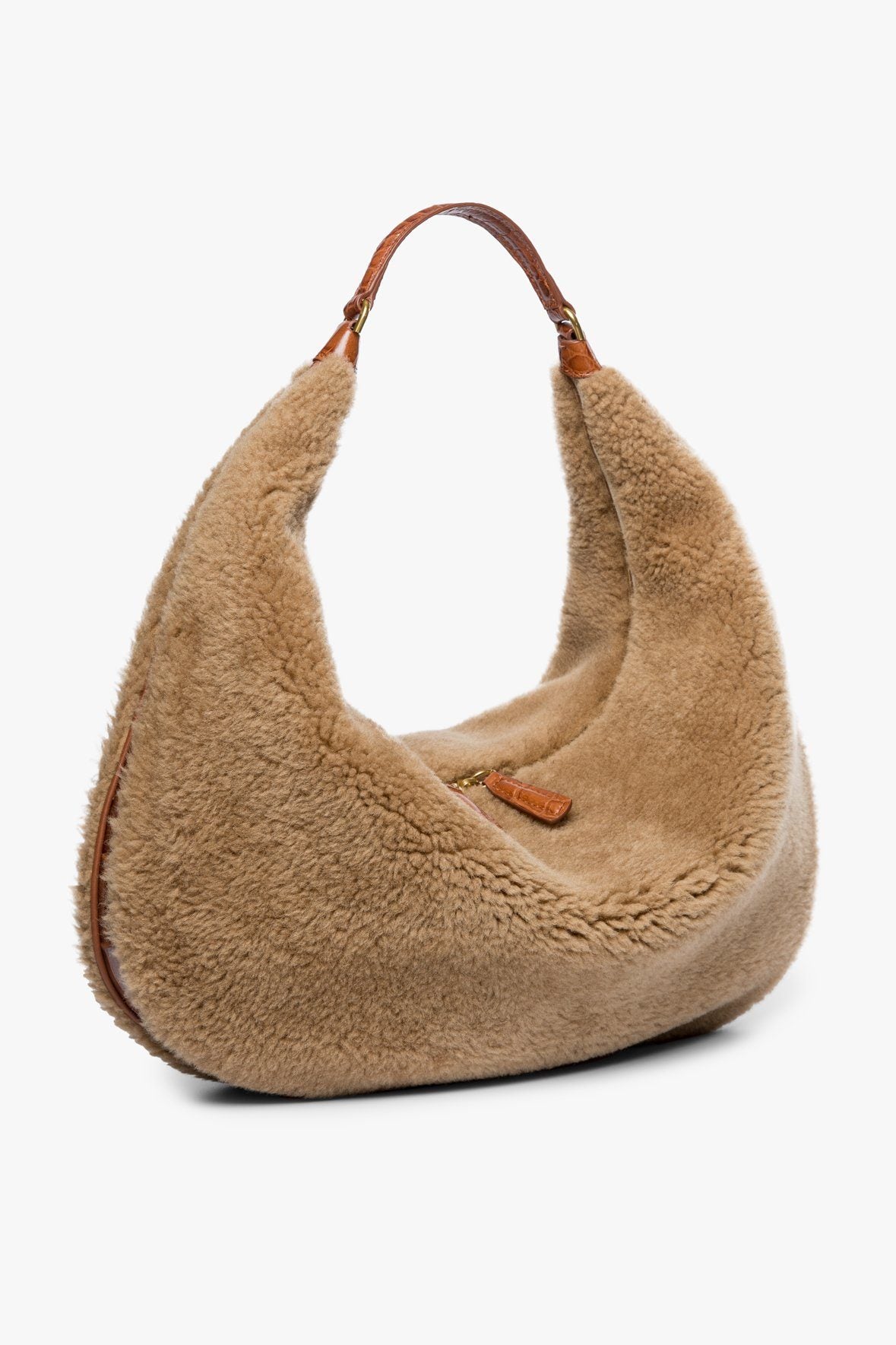 Image LARGE SASHA SHEARLING BAG | NATURAL TAN 3 of 7 and Clicking this image will trigger a zoom pop-up