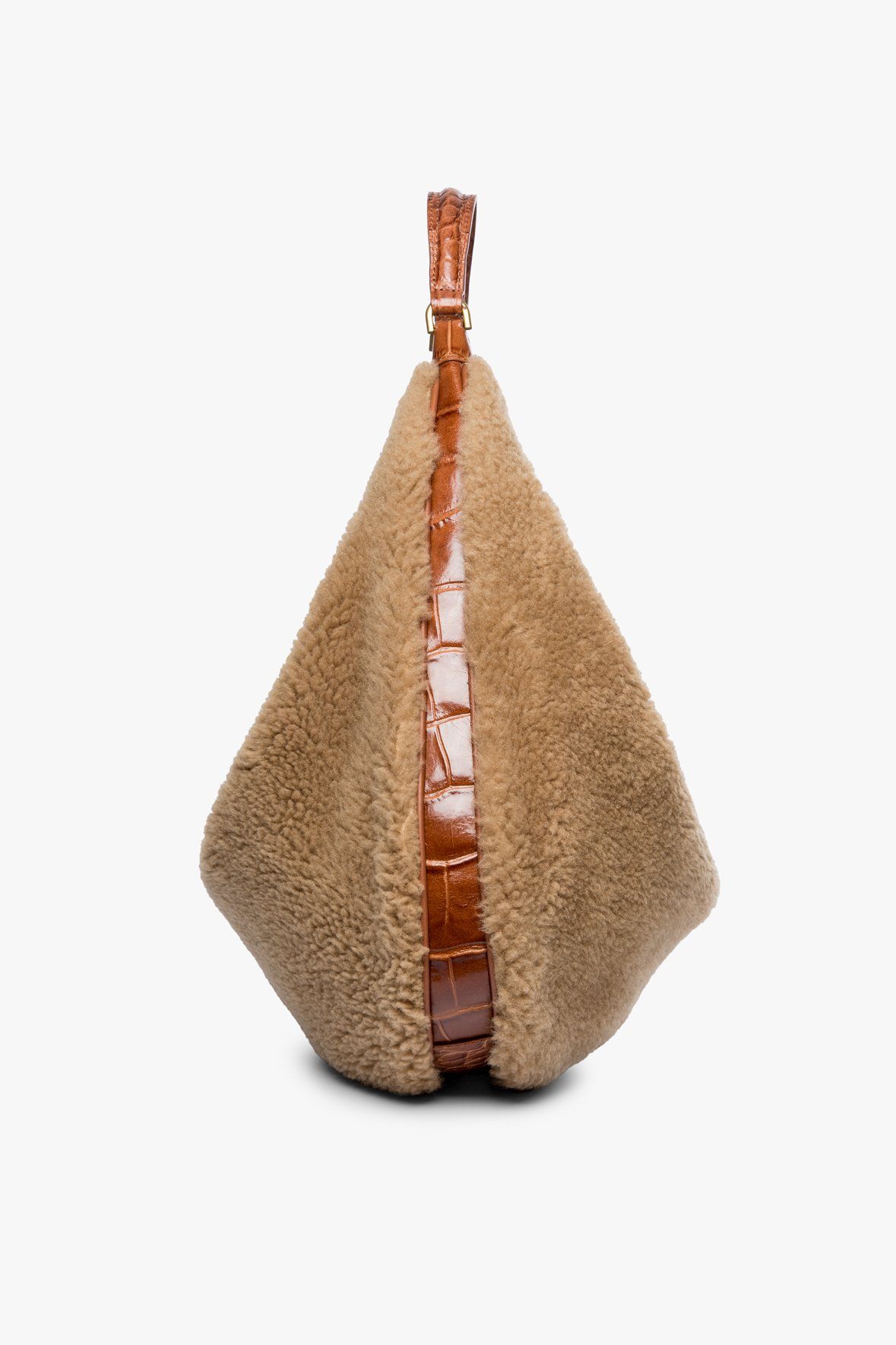 Image LARGE SASHA SHEARLING BAG | NATURAL TAN 4 of 7 and Clicking this image will trigger a zoom pop-up