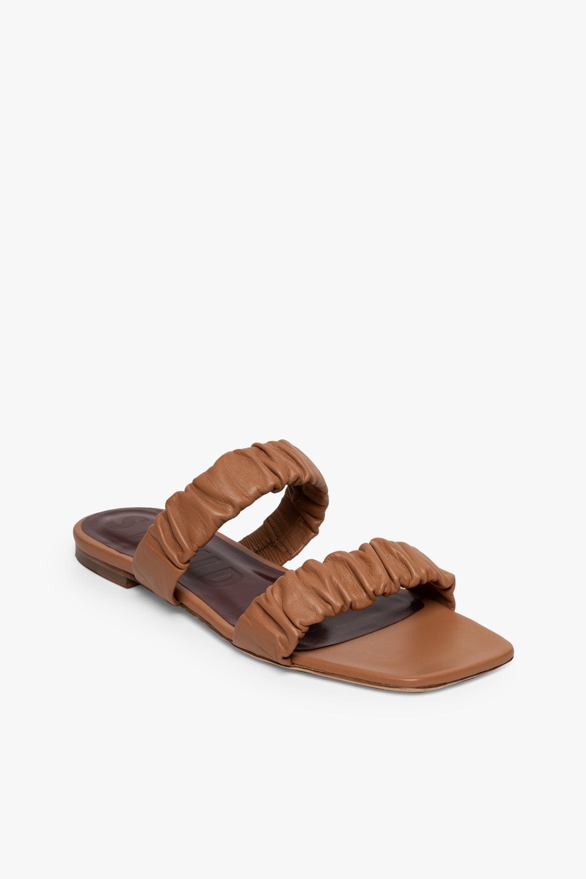 Image MAYA RUCHED SANDAL | TAN 1 of 8 and Clicking this image will trigger a zoom pop-up