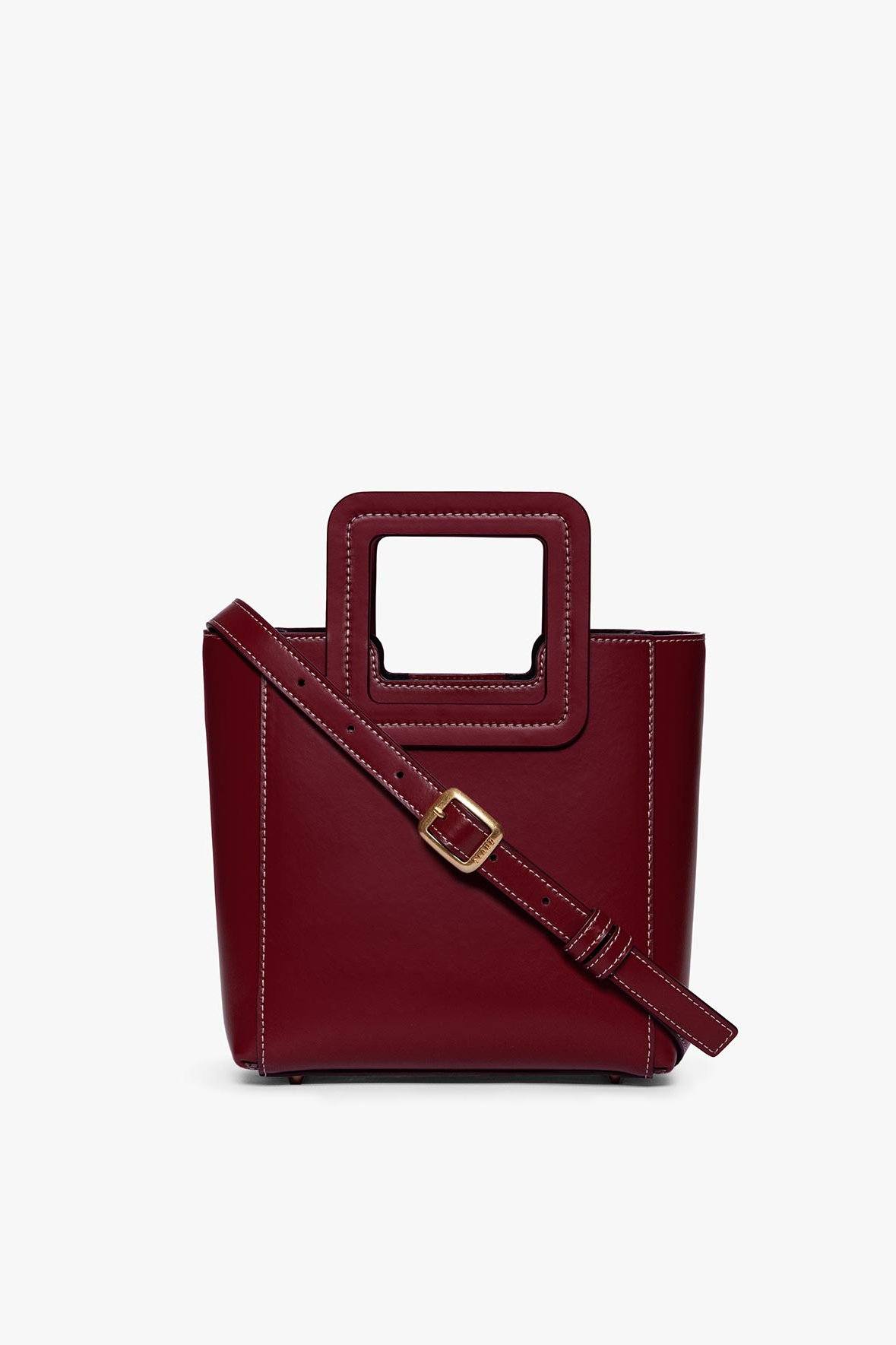 Image MINI SHIRLEY LEATHER BAG | RASPBERRY 1 of 8 and Clicking this image will trigger a zoom pop-up