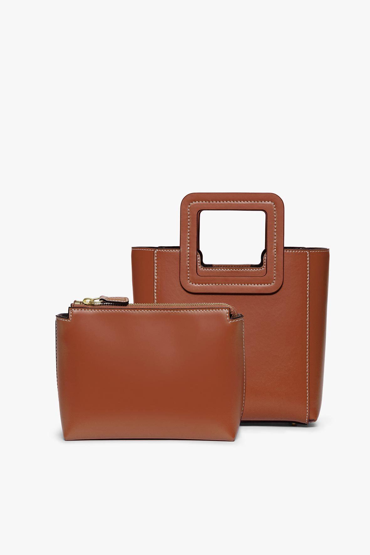 Image MINI SHIRLEY LEATHER BAG | SADDLE 3 of 8 and Clicking this image will trigger a zoom pop-up