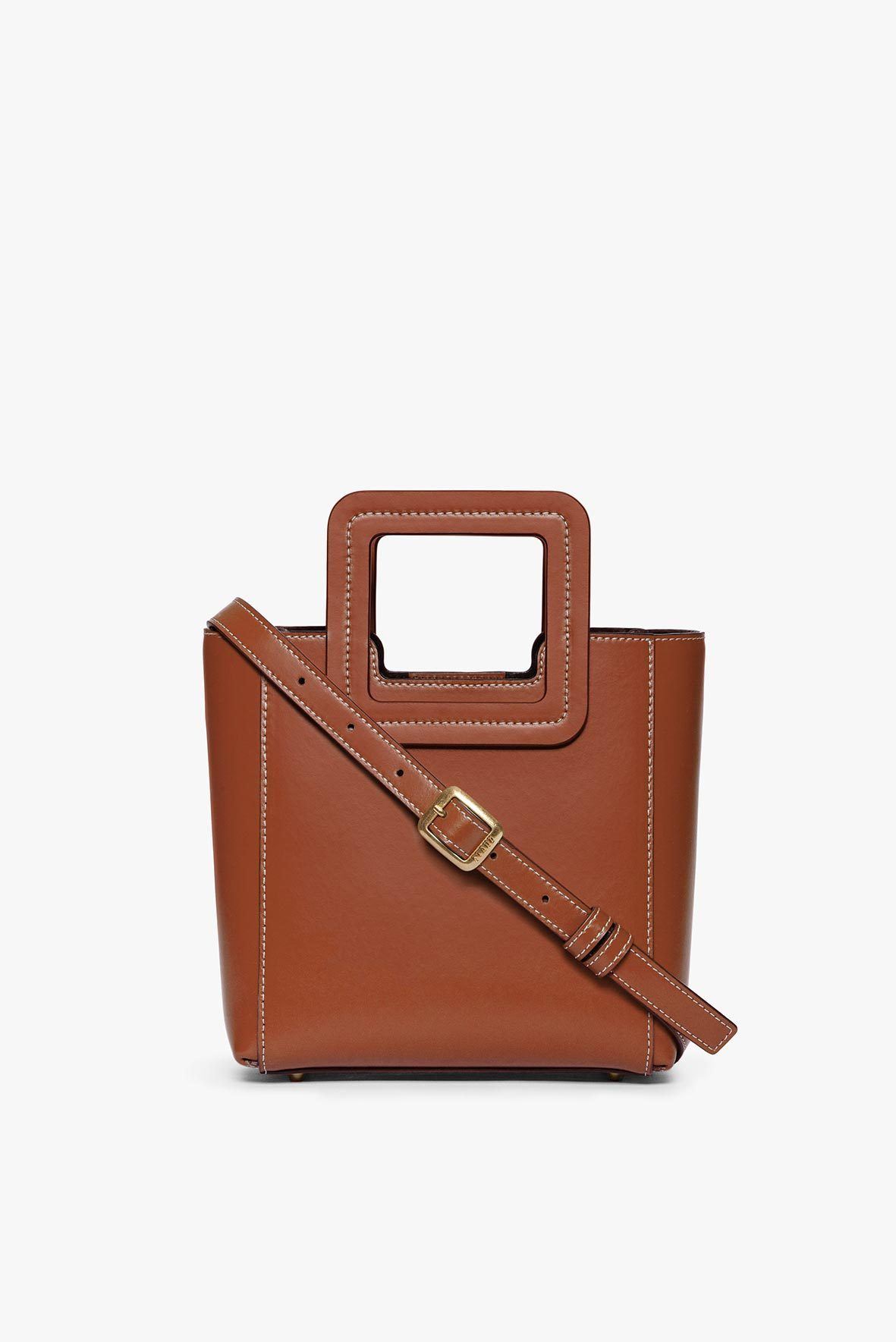 Image MINI SHIRLEY LEATHER BAG | SADDLE 1 of 8 and Clicking this image will trigger a zoom pop-up