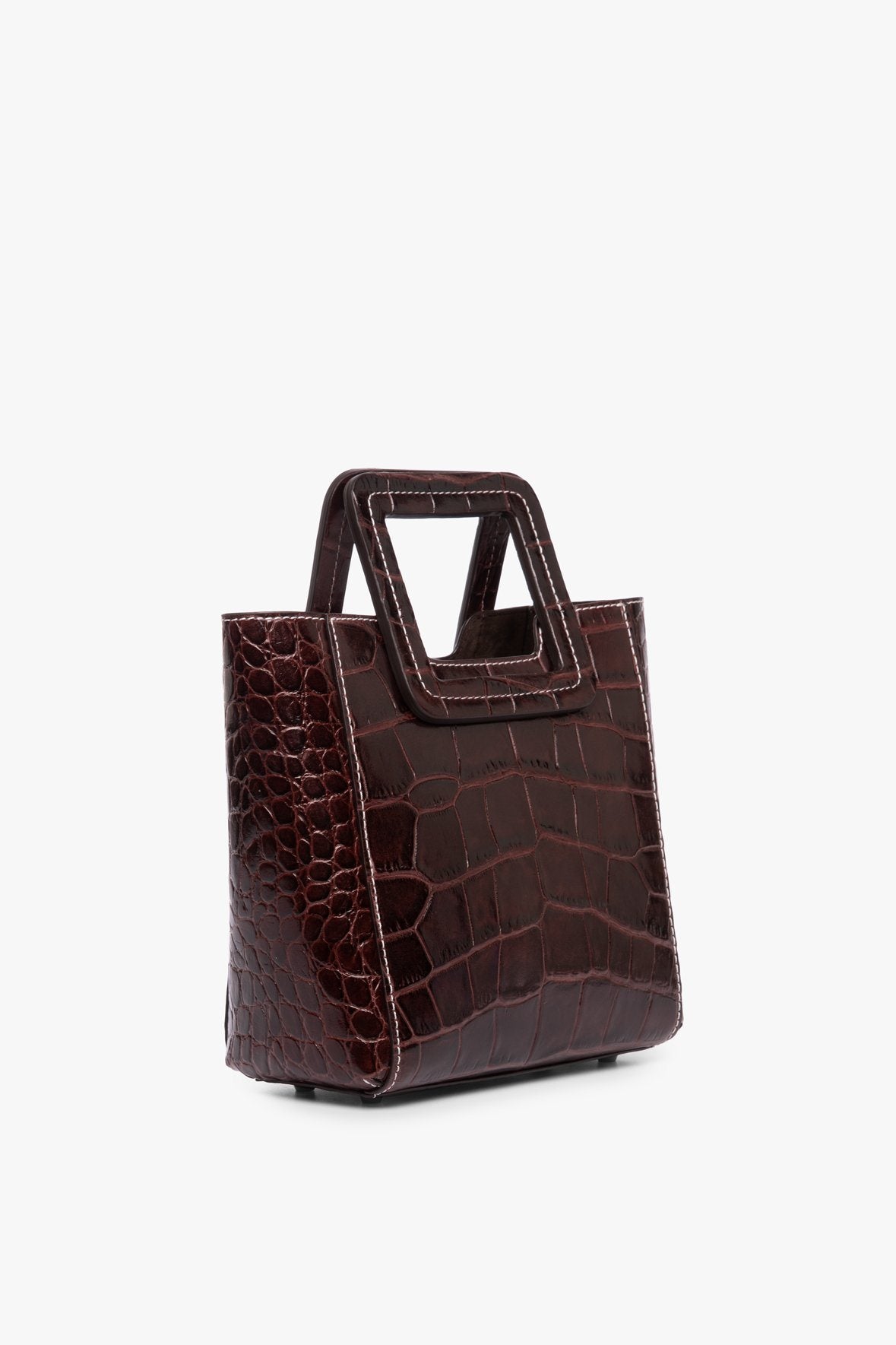 Image MINI SHIRLEY LEATHER BAG | MAHOGANY CROC EMBOSSED 3 of 9 and Clicking this image will trigger a zoom pop-up