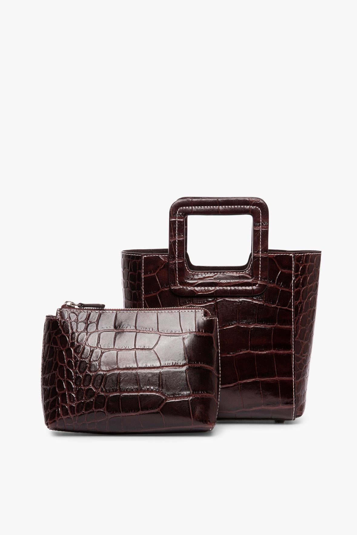 Image MINI SHIRLEY LEATHER BAG | MAHOGANY CROC EMBOSSED 5 of 9 and Clicking this image will trigger a zoom pop-up