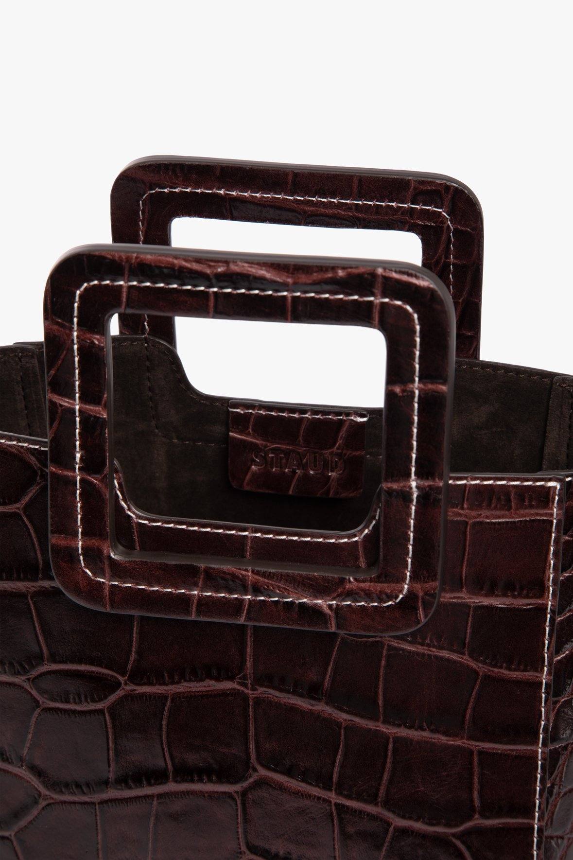 Image MINI SHIRLEY LEATHER BAG | MAHOGANY CROC EMBOSSED 8 of 9 and Clicking this image will trigger a zoom pop-up