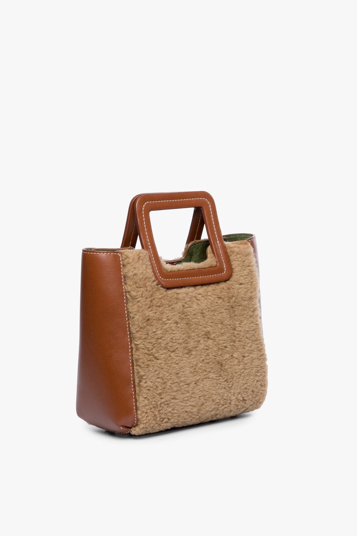 Image MINI SHIRLEY SHEARLING BAG | NATURAL TAN 3 of 9 and Clicking this image will trigger a zoom pop-up