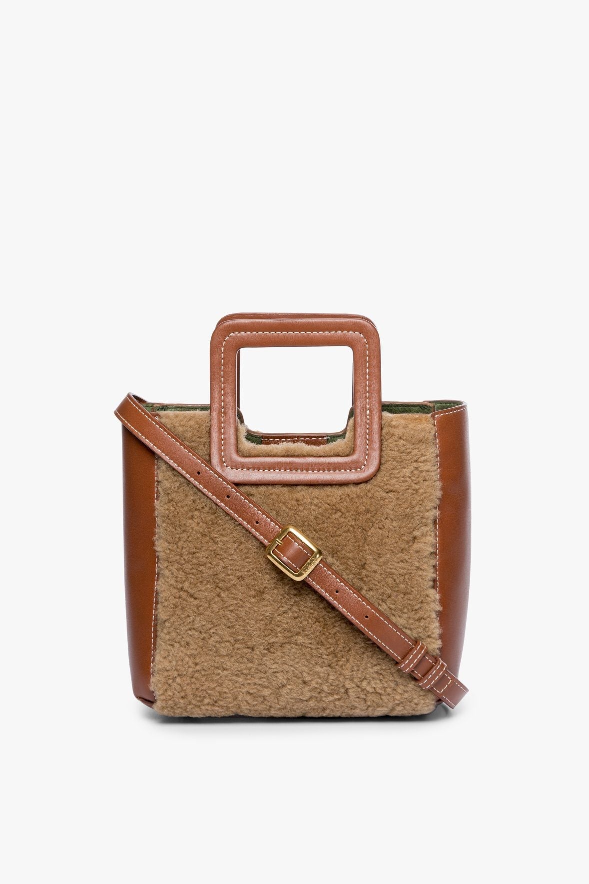 Image MINI SHIRLEY SHEARLING BAG | NATURAL TAN 1 of 9 and Clicking this image will trigger a zoom pop-up