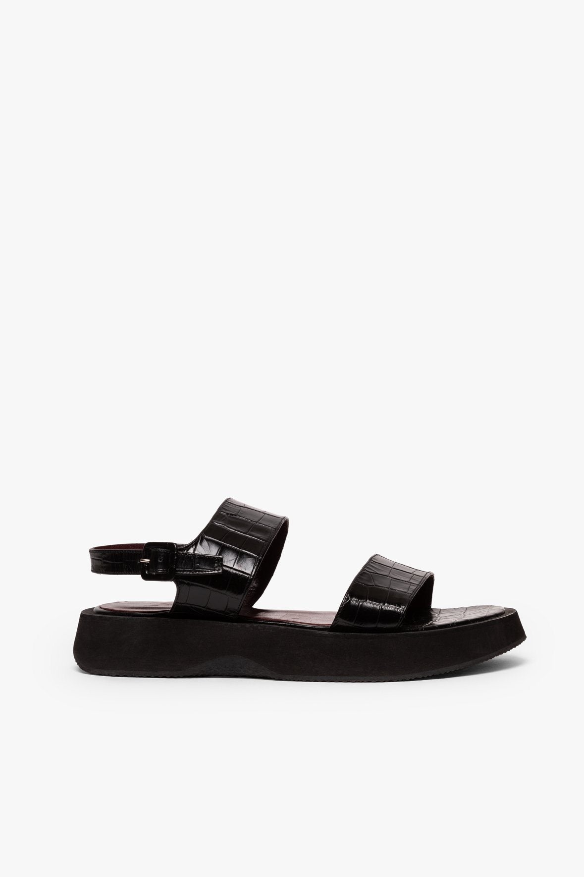 Image NICKY SANDAL | BLACK CROC EMBOSSED 3 of 7 and Clicking this image will trigger a zoom pop-up