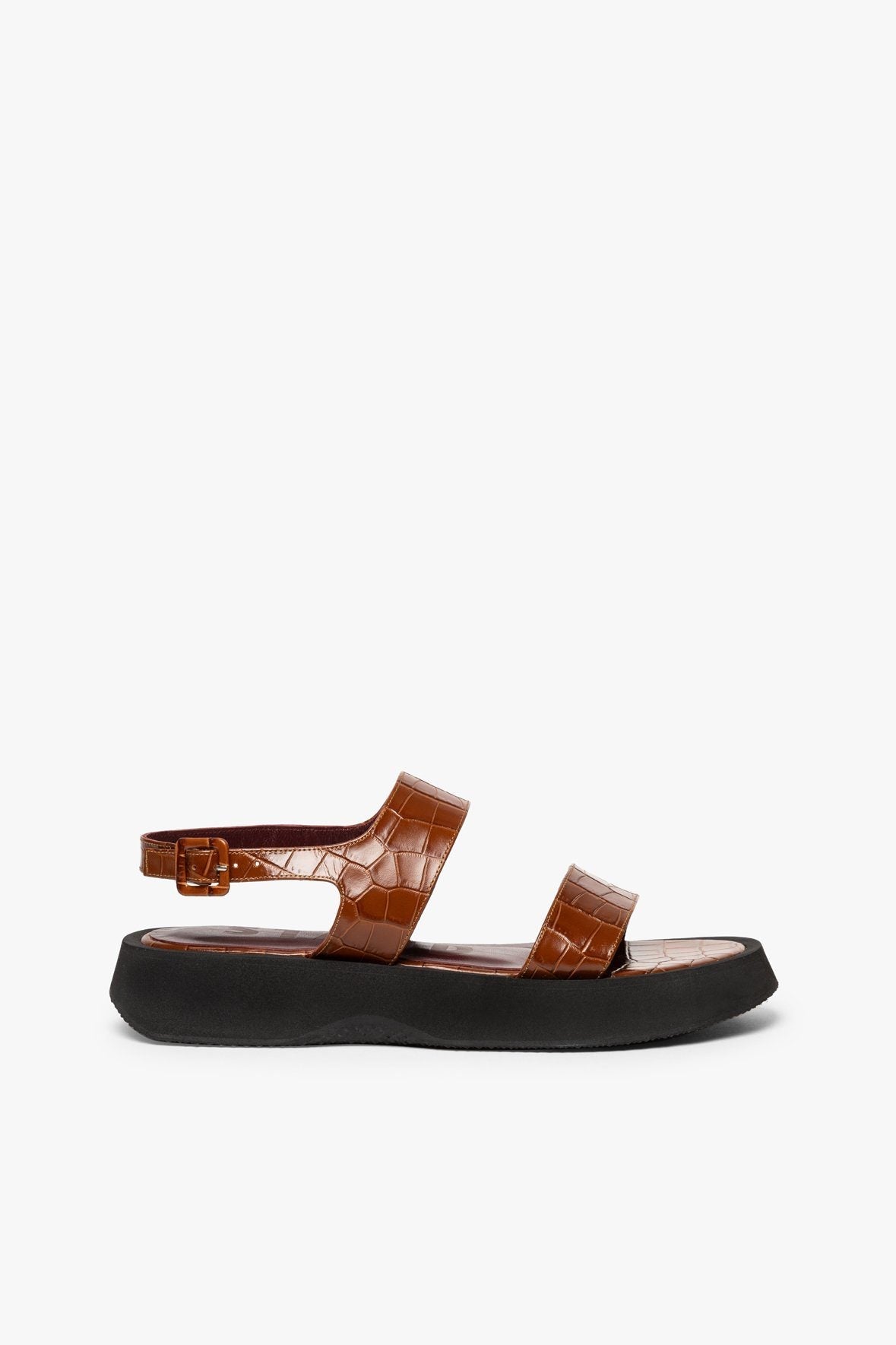 Image NICKY SANDAL | SADDLE CROC EMBOSSED 3 of 5 and Clicking this image will trigger a zoom pop-up