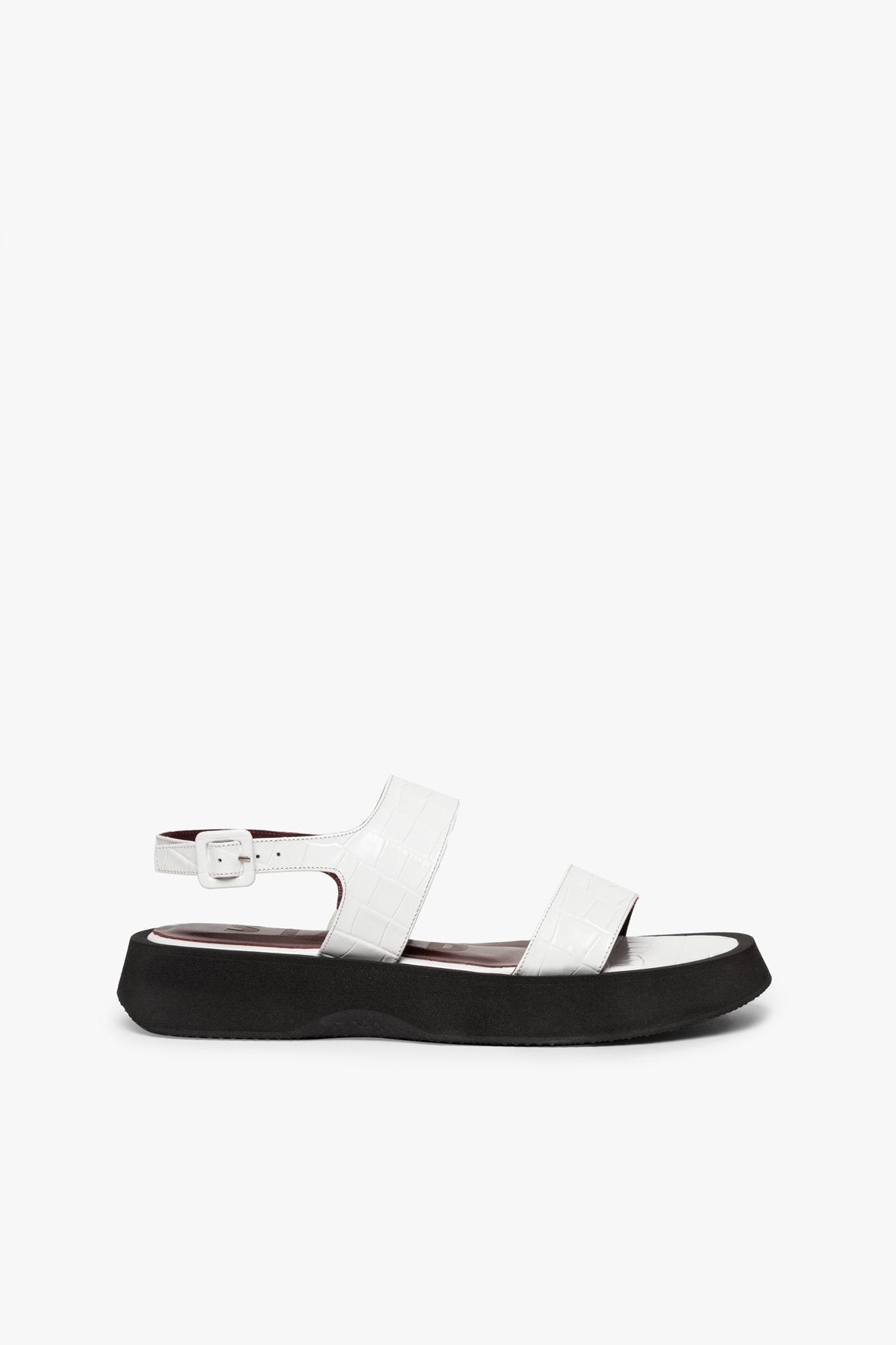 Image NICKY SANDAL | FRESH WHITE CROC EMBOSSED 3 of 7 and Clicking this image will trigger a zoom pop-up