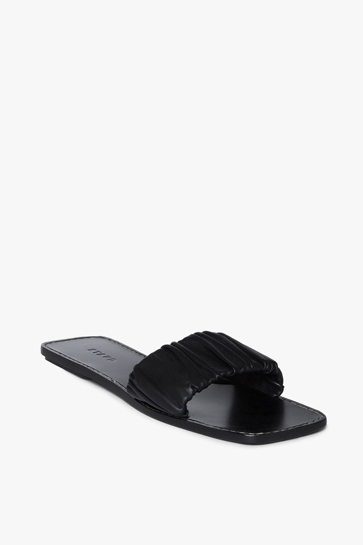 Image NINA RUCHED SANDAL | BLACK 1 of 4 and Clicking this image will trigger a zoom pop-up