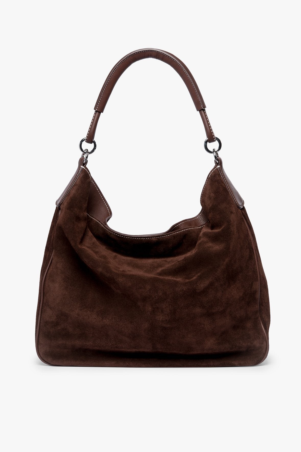 Image PERRY HOBO TOTE | MAHOGANY SUEDE 1 of 7 and Clicking this image will trigger a zoom pop-up