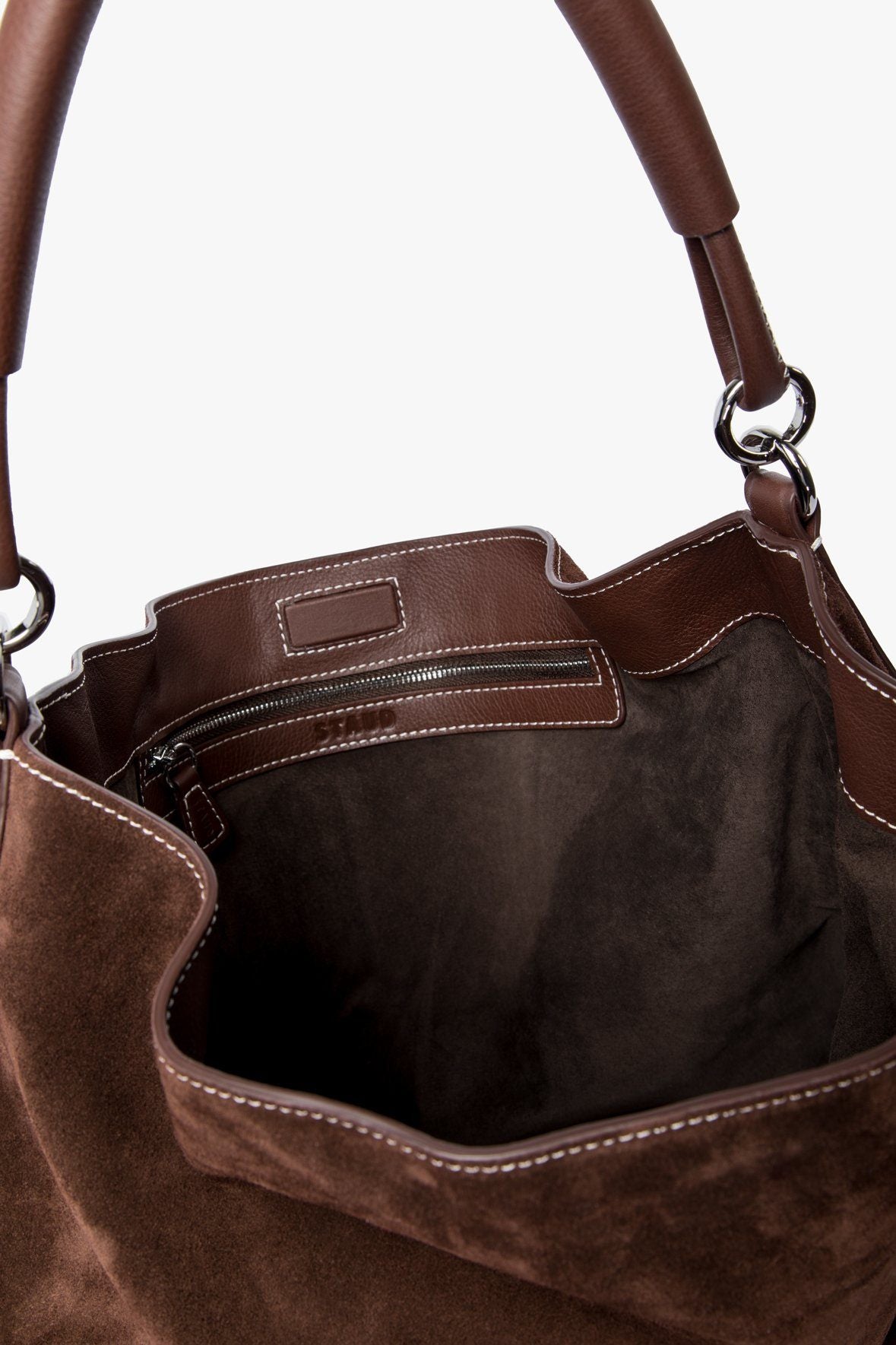 Image PERRY HOBO TOTE | MAHOGANY SUEDE 6 of 7 and Clicking this image will trigger a zoom pop-up