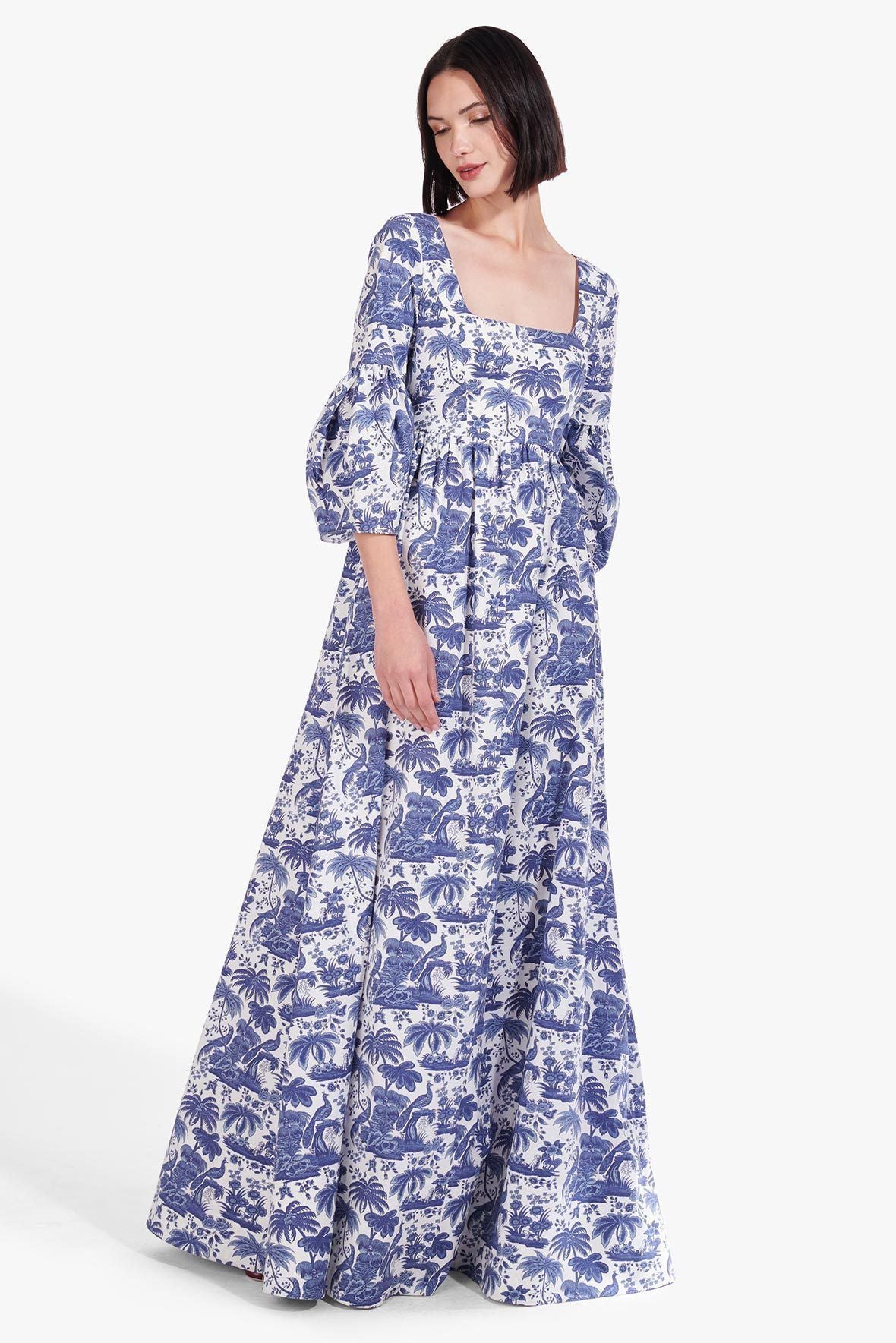 Image PLUMERIA DRESS | CHINA BLUE TOILE 3 of 8 and Clicking this image will trigger a zoom pop-up