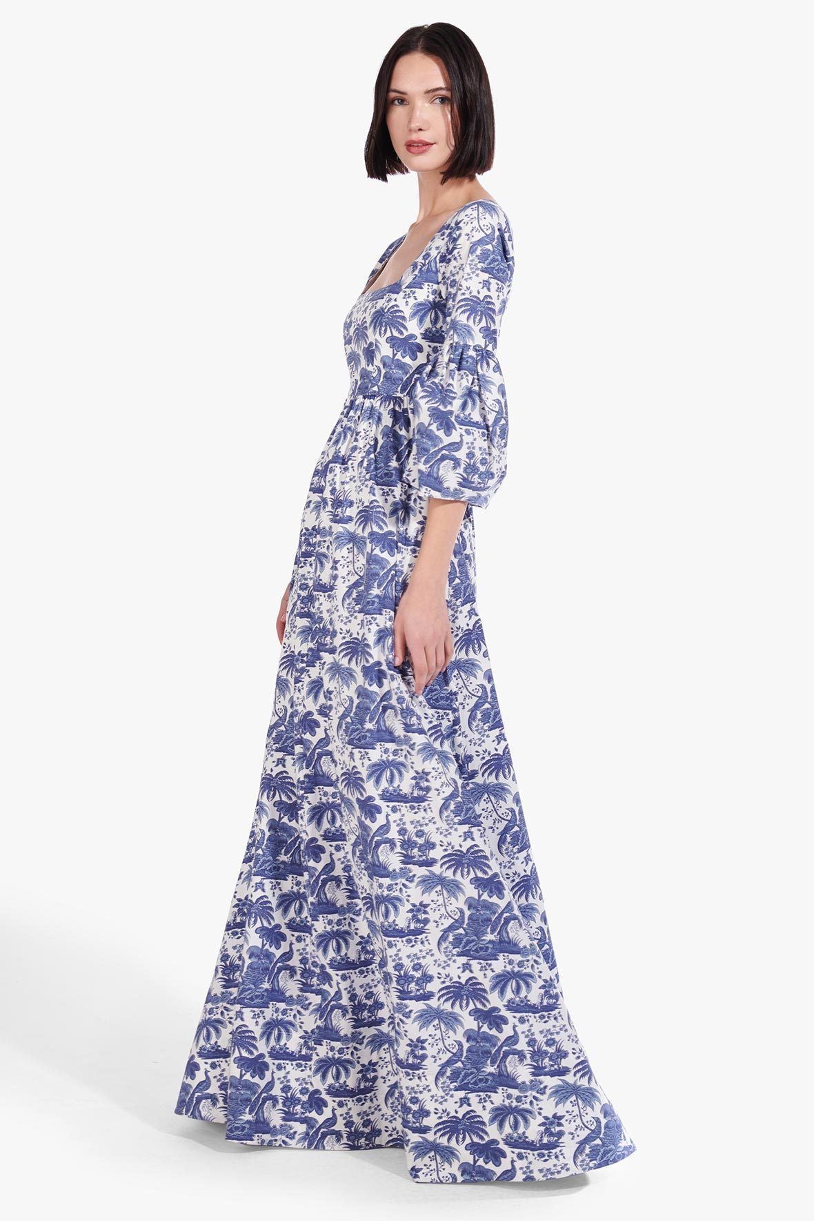 Image PLUMERIA DRESS | CHINA BLUE TOILE 2 of 8 and Clicking this image will trigger a zoom pop-up