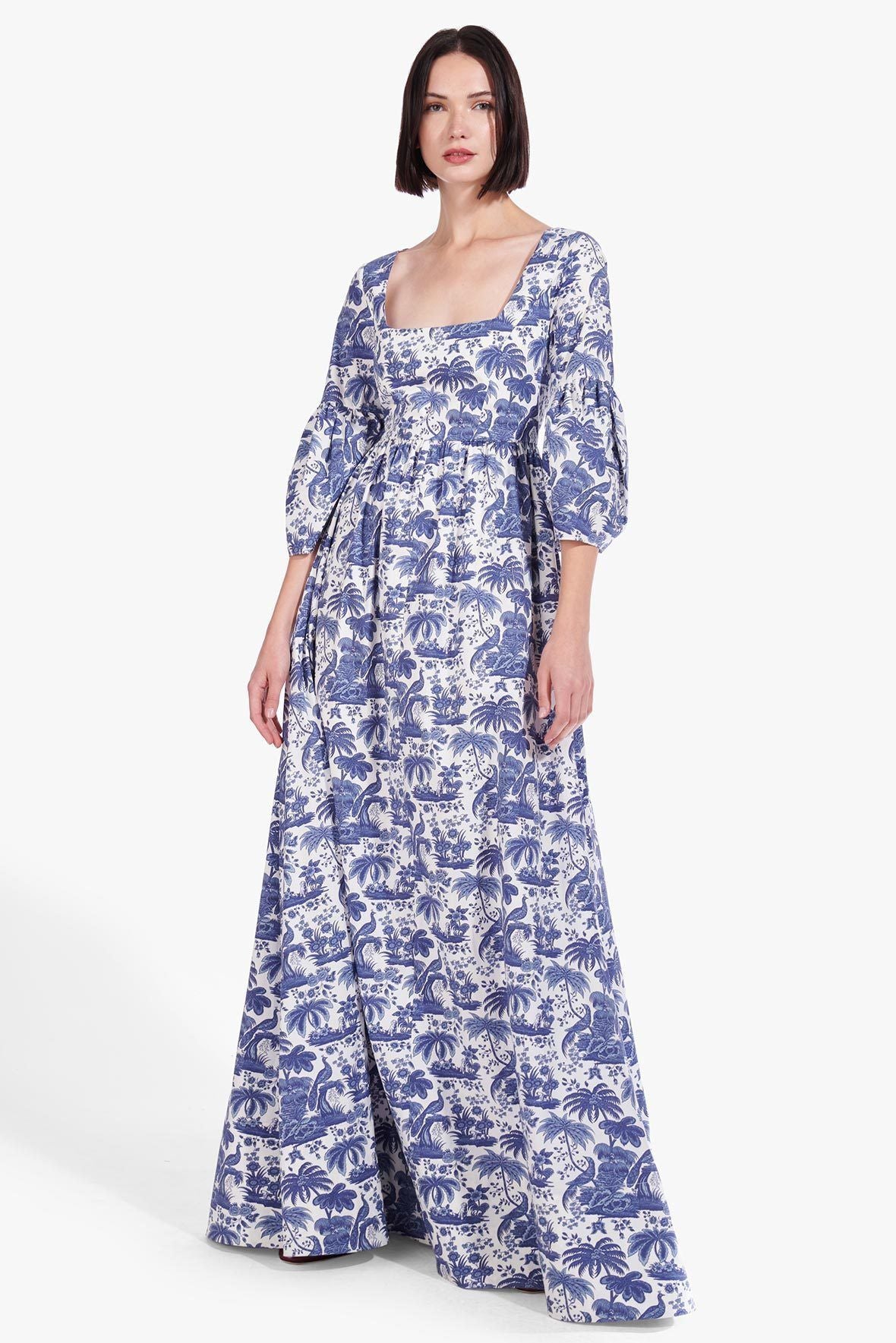 Image PLUMERIA DRESS | CHINA BLUE TOILE 4 of 8 and Clicking this image will trigger a zoom pop-up