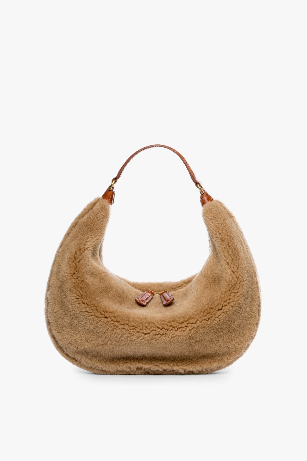 Image SASHA SHEARLING BAG | NATURAL TAN 1 of 7 and Clicking this image will trigger a zoom pop-up