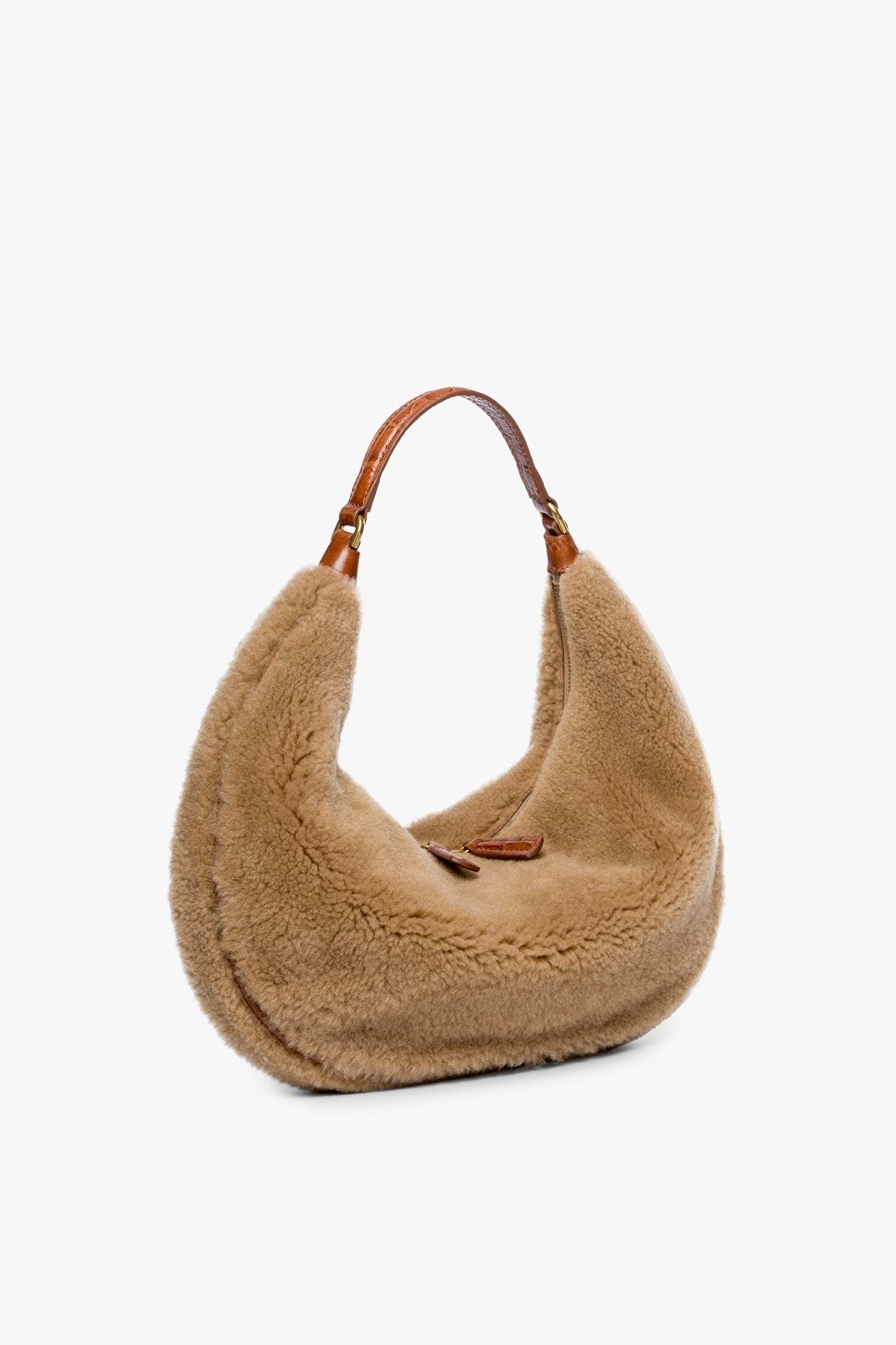 Image SASHA SHEARLING BAG | NATURAL TAN 3 of 7 and Clicking this image will trigger a zoom pop-up