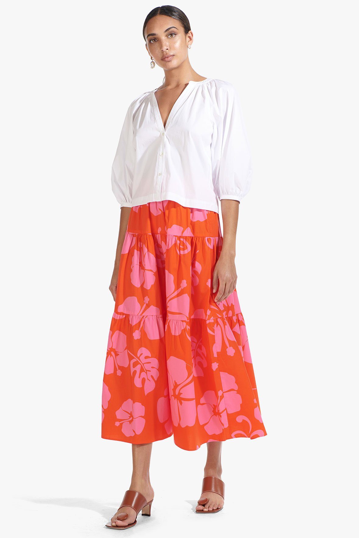 Image SEA SKIRT | RED HIBISCUS 1 of 6 and Clicking this image will trigger a zoom pop-up