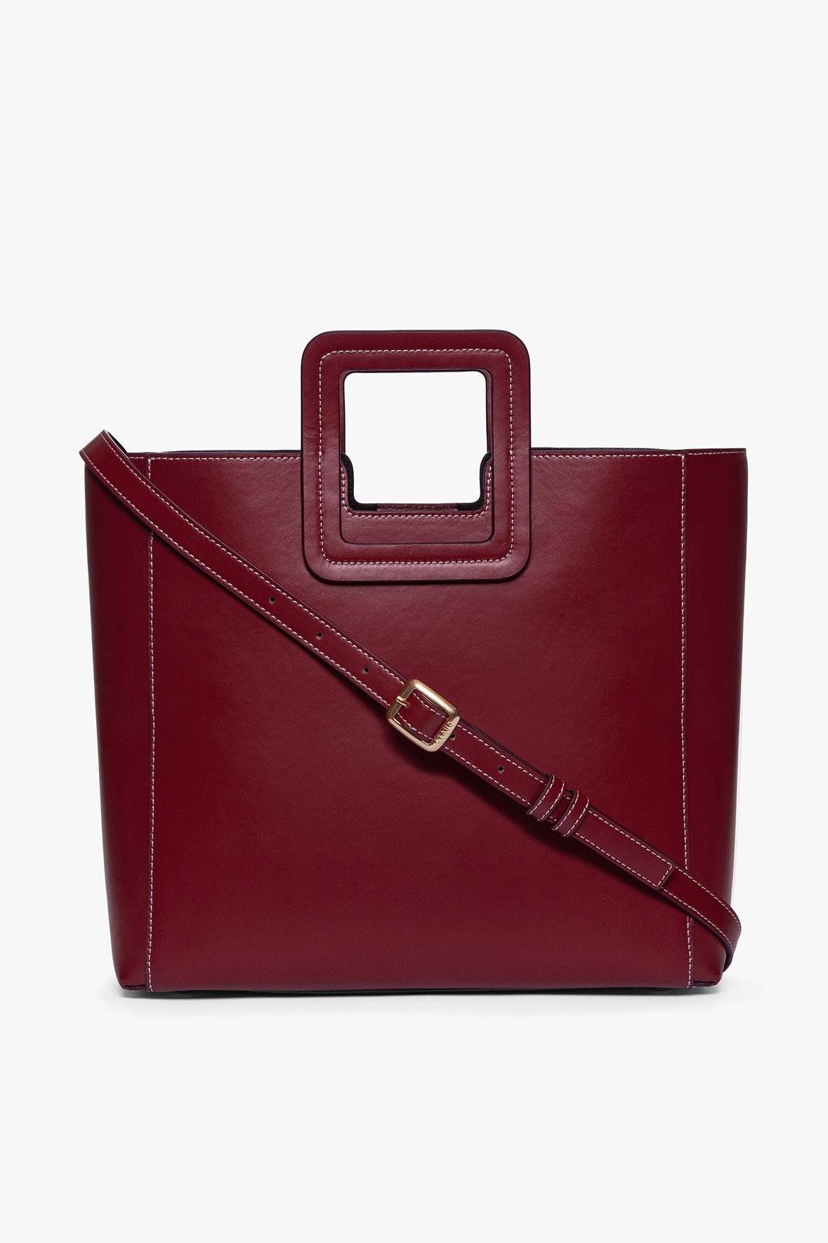 Image SHIRLEY LEATHER BAG | RASPBERRY 1 of 7 and Clicking this image will trigger a zoom pop-up