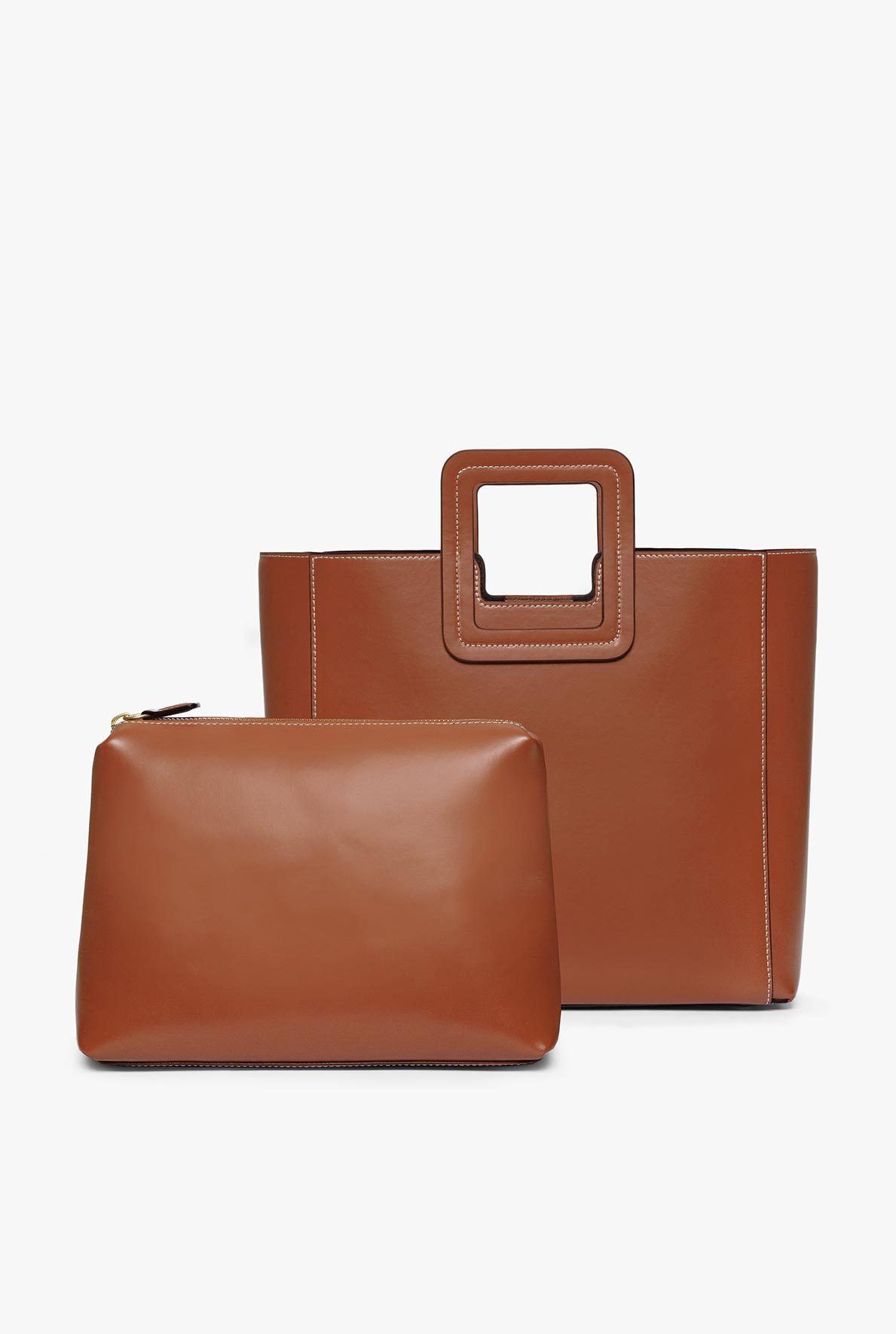 Image SHIRLEY LEATHER BAG | SADDLE 3 of 8 and Clicking this image will trigger a zoom pop-up