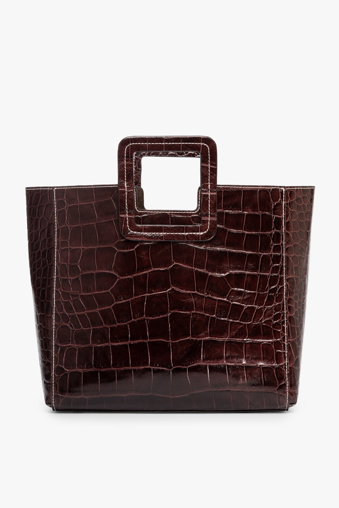 Image SHIRLEY LEATHER BAG | MAHOGANY CROC EMBOSSED 6 of 9 and Clicking this image will trigger a zoom pop-up