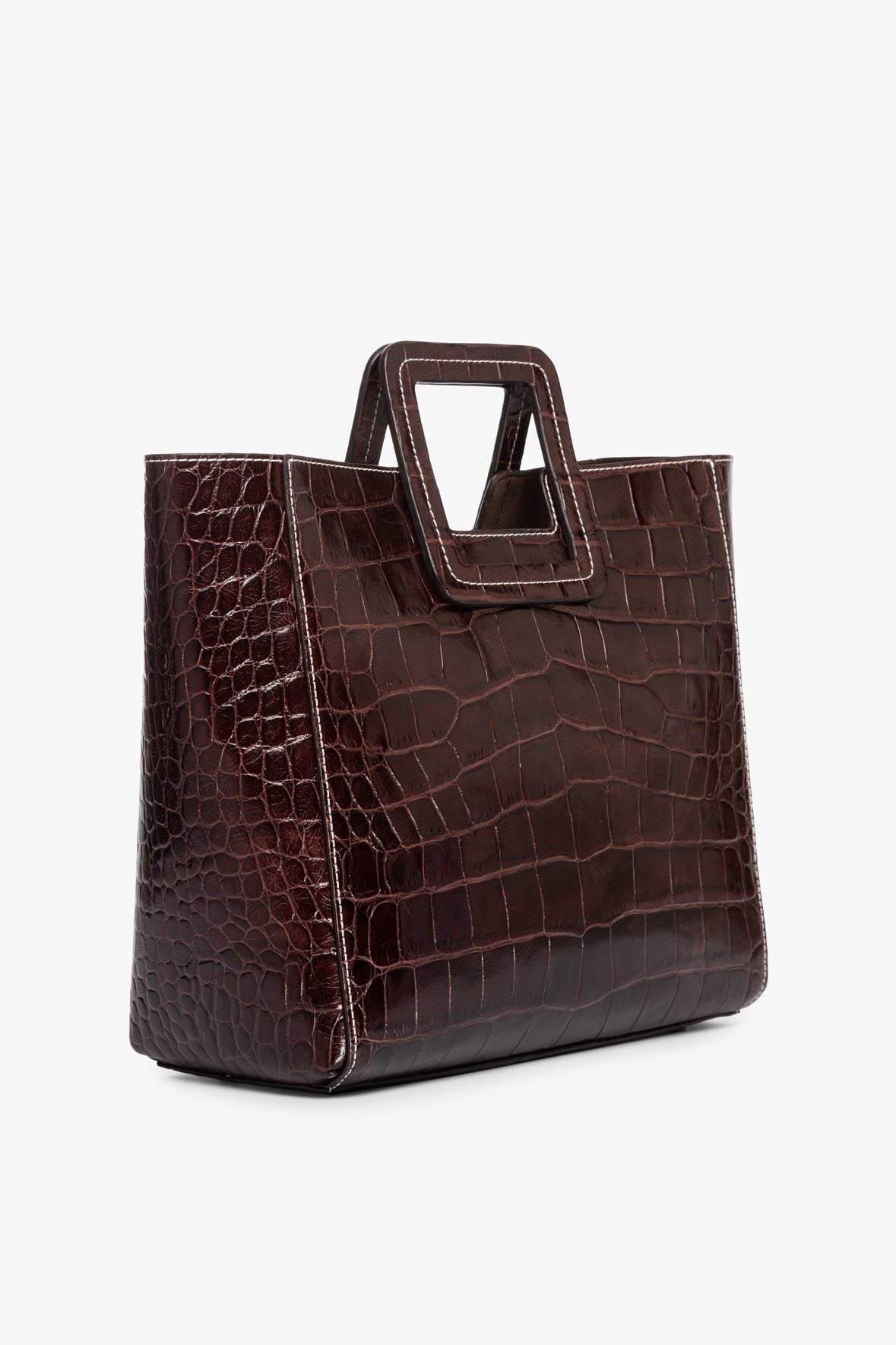 Image SHIRLEY LEATHER BAG | MAHOGANY CROC EMBOSSED 3 of 9 and Clicking this image will trigger a zoom pop-up