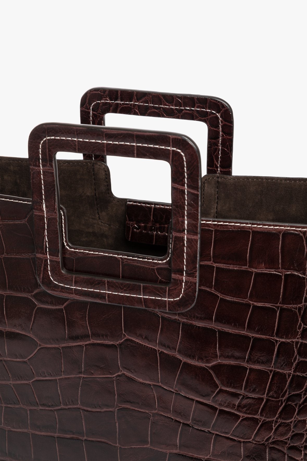 Image SHIRLEY LEATHER BAG | MAHOGANY CROC EMBOSSED 7 of 9 and Clicking this image will trigger a zoom pop-up