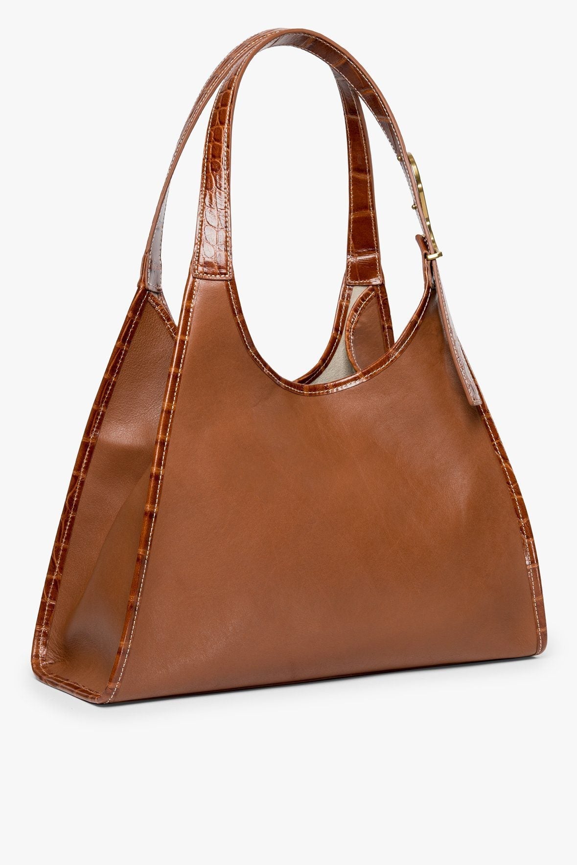 Image SOFT REY LEATHER TOTE BAG | TAN 3 of 6 and Clicking this image will trigger a zoom pop-up