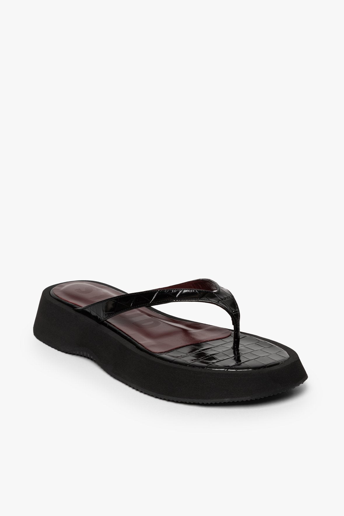 Image TESSA SANDAL | BLACK CROC EMBOSSED 1 of 6 and Clicking this image will trigger a zoom pop-up