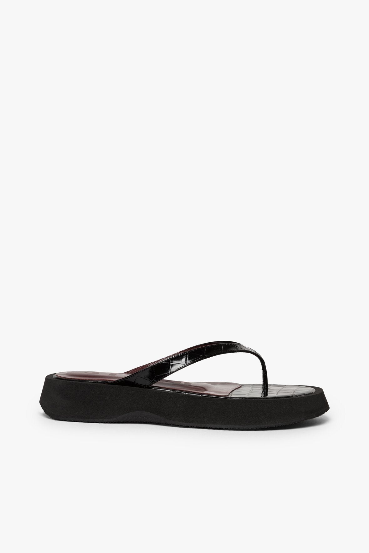 Image TESSA SANDAL | BLACK CROC EMBOSSED 3 of 6 and Clicking this image will trigger a zoom pop-up