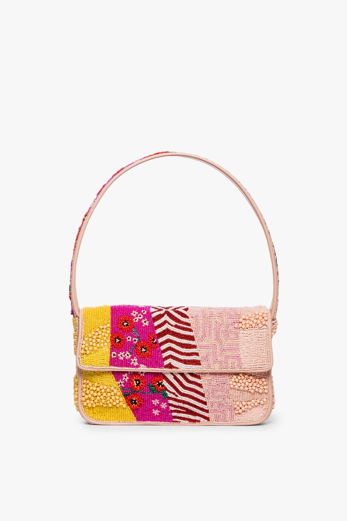 Image TOMMY BEADED BAG | PINK PATCHWORK 1 of 8 and Clicking this image will trigger a zoom pop-up