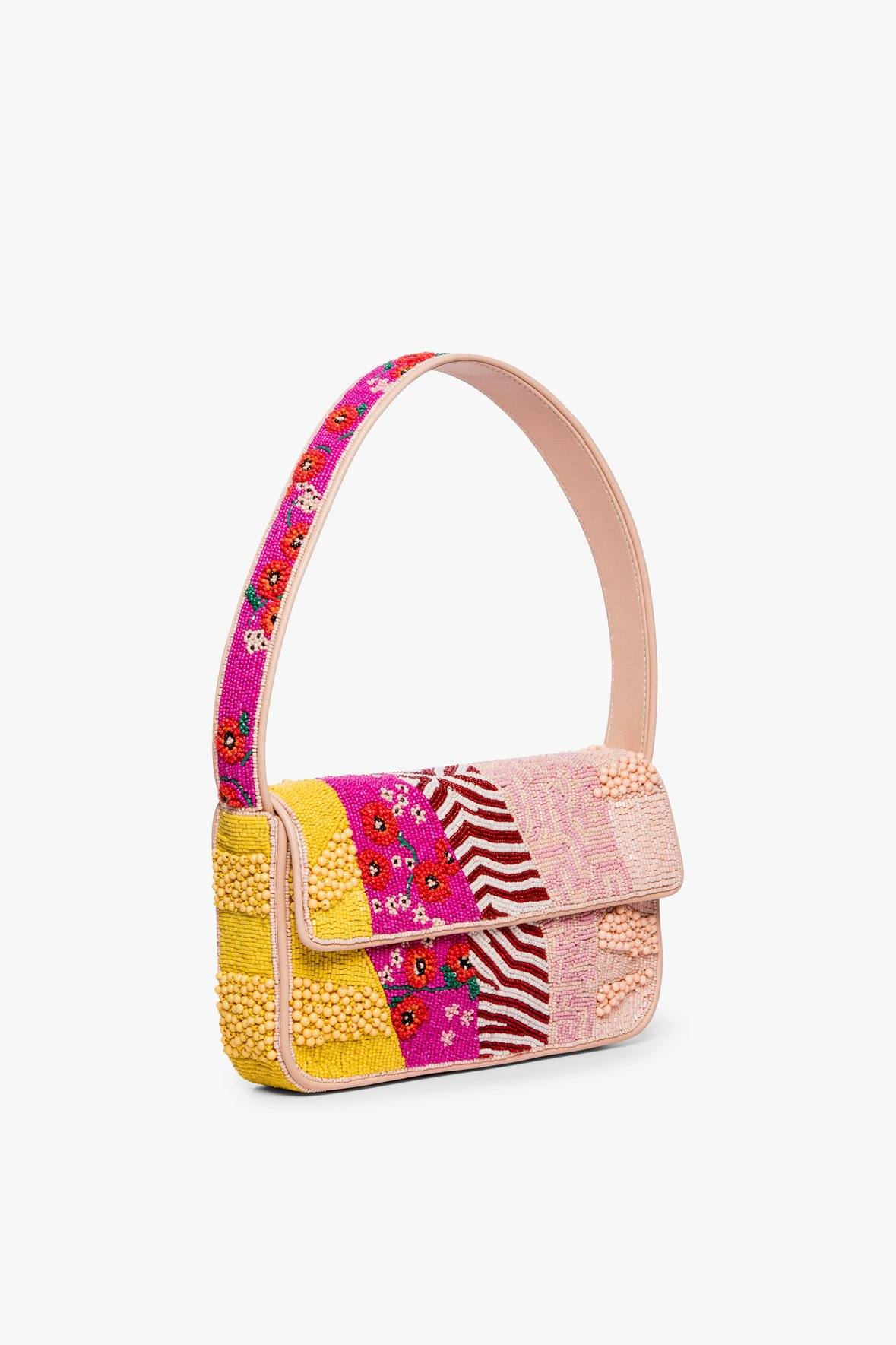 Image TOMMY BEADED BAG | PINK PATCHWORK 3 of 8 and Clicking this image will trigger a zoom pop-up