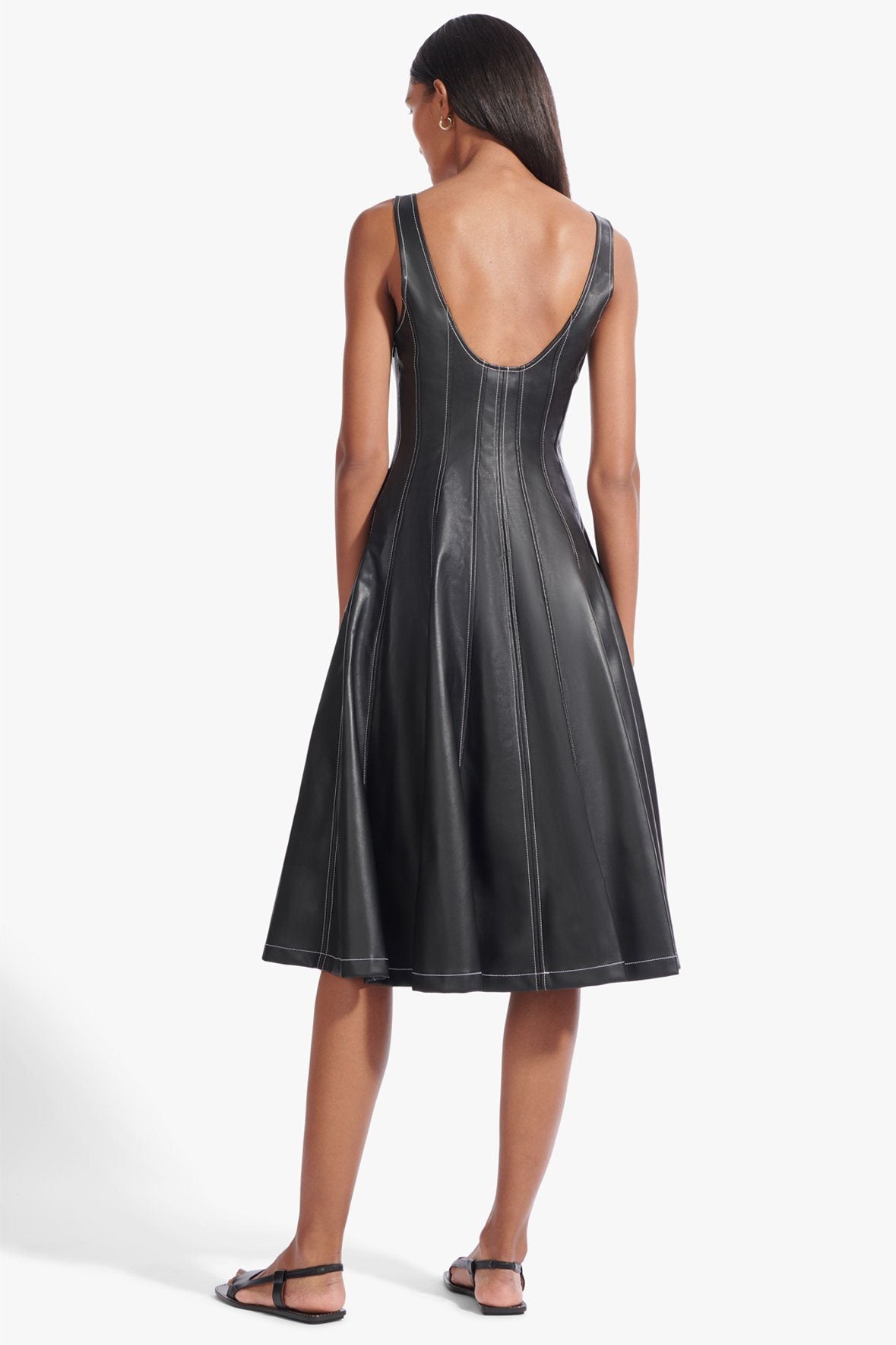 Image WELLS DRESS | BLACK VEGAN LEATHER 3 of 8 and Clicking this image will trigger a zoom pop-up