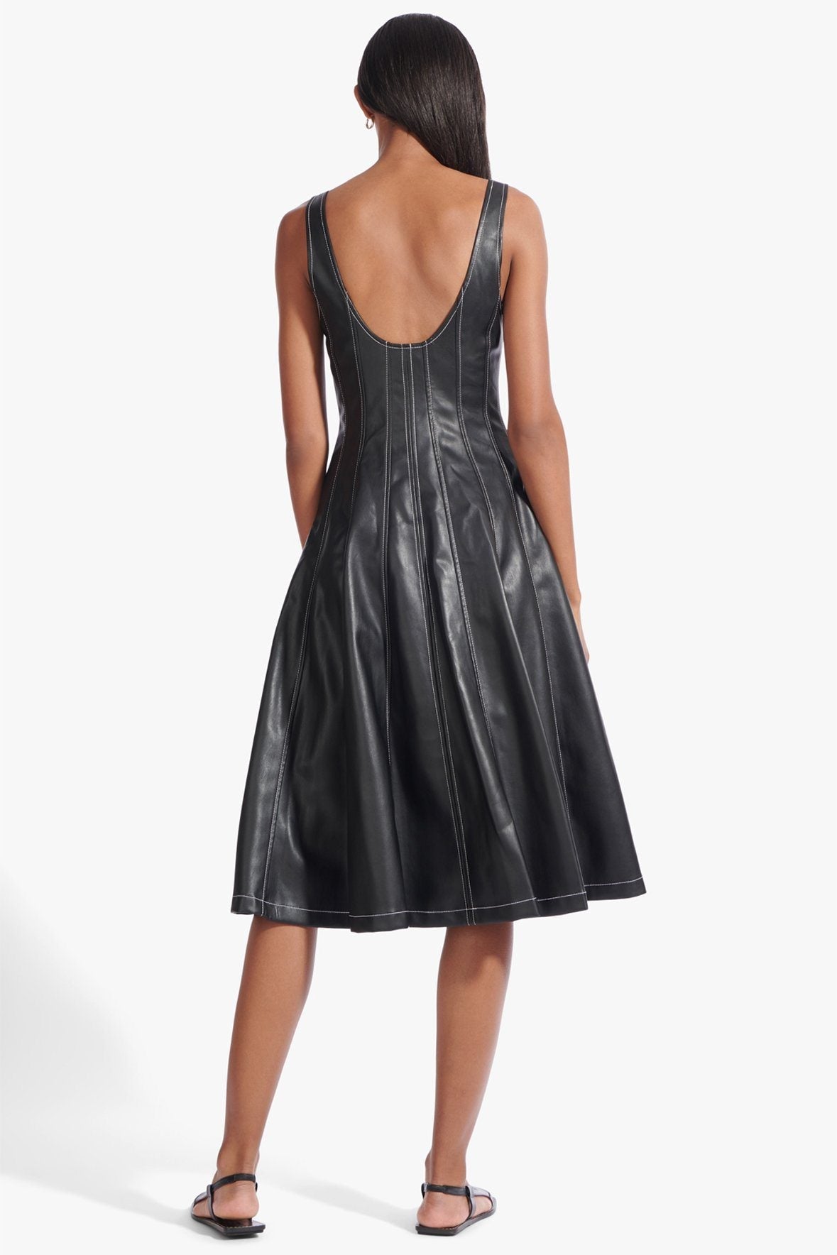 Image WELLS DRESS | BLACK VEGAN LEATHER 6 of 8 and Clicking this image will trigger a zoom pop-up